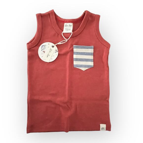 Lulu + Roo NWT Boys Cherry and Midnight Stripe Pocket Tank. 6-12 Months - Picture 1 of 5